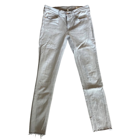 rag & bone Denim - Rag & Bone Ankle Skinny Jeans Sz 27 Light Grey Frayed Hem Cropped Stretch